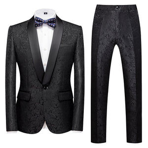 Men's Evening Dress Host Jacquard Two-piece Set 3D