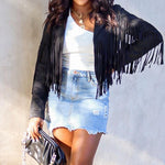 Women's Faux Suede Leather Fringe Jacket