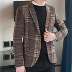 Men Slim Fit Designs Male Plaid Blazer