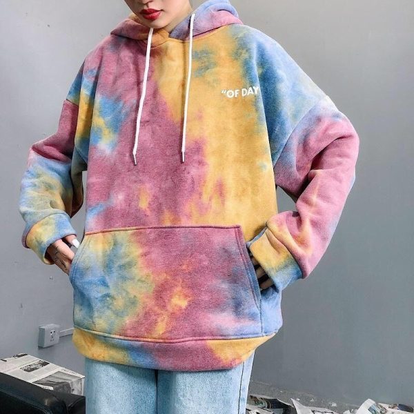 Tie-Dye Hoodie With Loose Hoodie