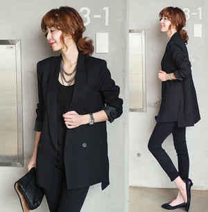 Solid Long Style Black Women Jacket and Blazer