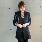 Solid Long Style Black Women Jacket and Blazer