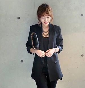 Solid Long Style Black Women Jacket and Blazer