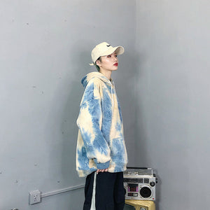 Tie-Dye Hoodie With Loose Hoodie