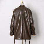 Brown Blazers For Women Notched Collar Long Sleeve