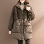 Fashion Stitching Lamb Wool Cotton Coat Loose