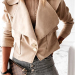 Winter Long Sleeve Lapel Deerskin Button Jacket