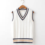 Sweater Vest Men Plus Velvet V-Neck Striped Plus Size 5Xl Oversized Couple College Style Vest Ulzzang