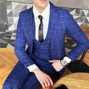 Men Plaid Casual Blazer