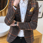 Men Slim Fit Designs Male Plaid Blazer