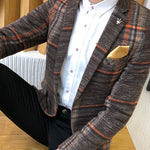 Men Slim Fit Designs Male Plaid Blazer