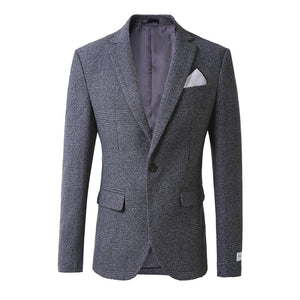 Men’s Navy Check Slim-Fit Blazer