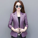 Suit Collar Small Leather Jacket