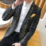 Men Slim Fit Designs Male Plaid Blazer