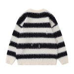 American Style Trend Contrast Color Striped Loose Sweater