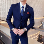 Casual Single Row Buckle Men's Suit Three-piece Suit