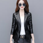 Suit Collar Small Leather Jacket