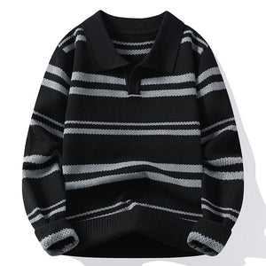 Men's Striped Lapel Warm Cold-resistant Student Wear Comfortable Sweater