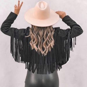 Women's Faux Suede Leather Fringe Jacket