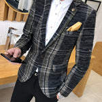 Men Slim Fit Designs Male Plaid Blazer