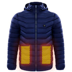 Men Heated Puffer Jacket Electric Heating Coat Insulated Hood Windbreaker