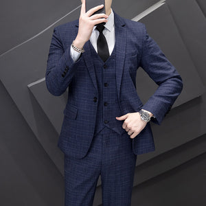 Men's Korean-style Slim Fit Youth Leisure Suit Three-piece Suit