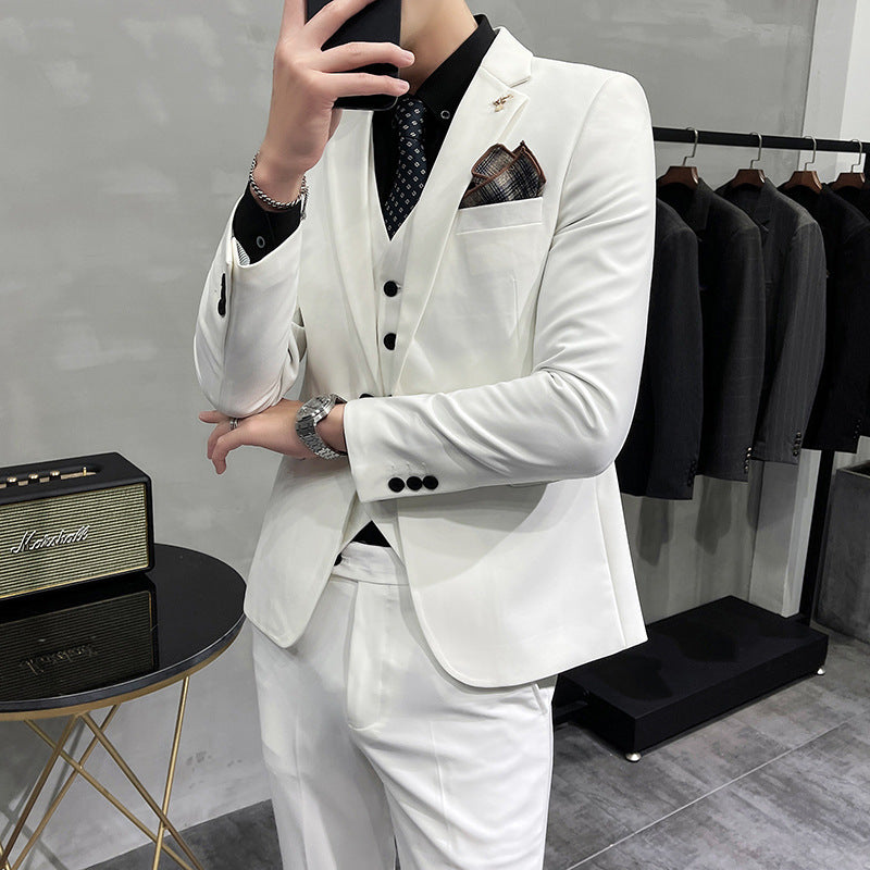 Men's Three-piece Suit Korean Style One Button