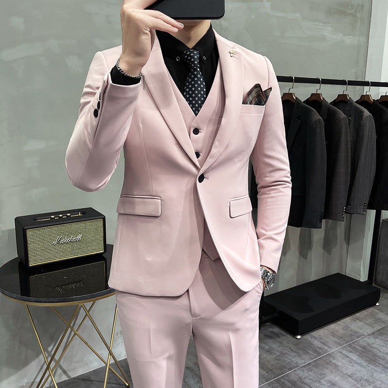 Men's Three-piece Suit Korean Style One Button