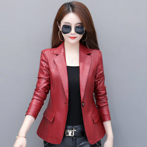 Suit Collar Small Leather Jacket