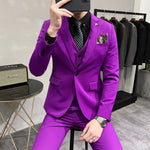 Men's Three-piece Suit Korean Style One Button