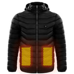 Men Heated Puffer Jacket Electric Heating Coat Insulated Hood Windbreaker