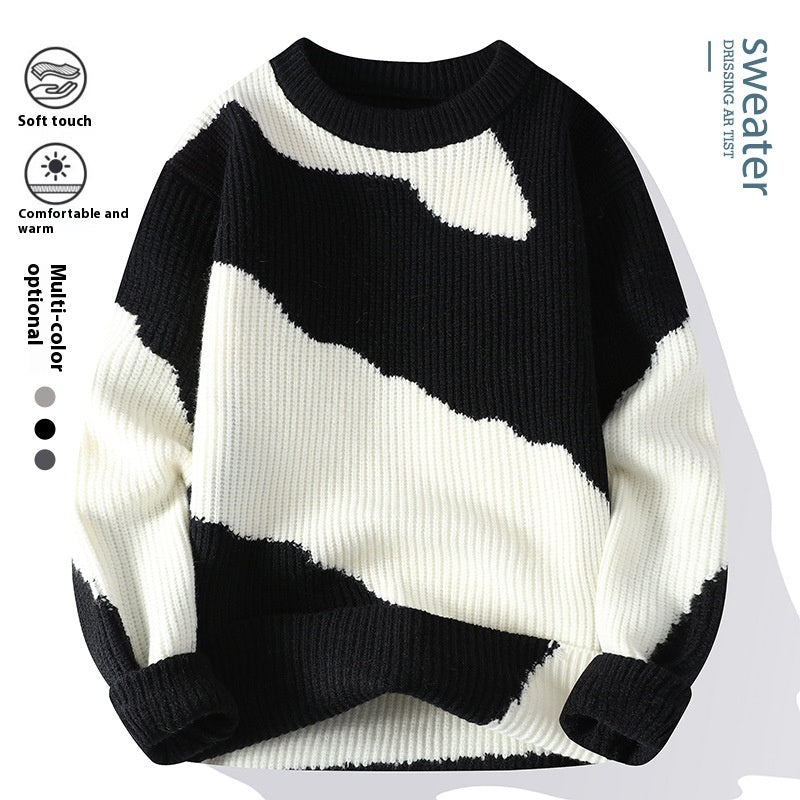 Autumn Youth Student Contrast Color Sweater Knitwear