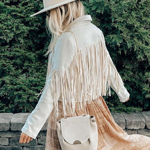 Women's Faux Suede Leather Fringe Jacket